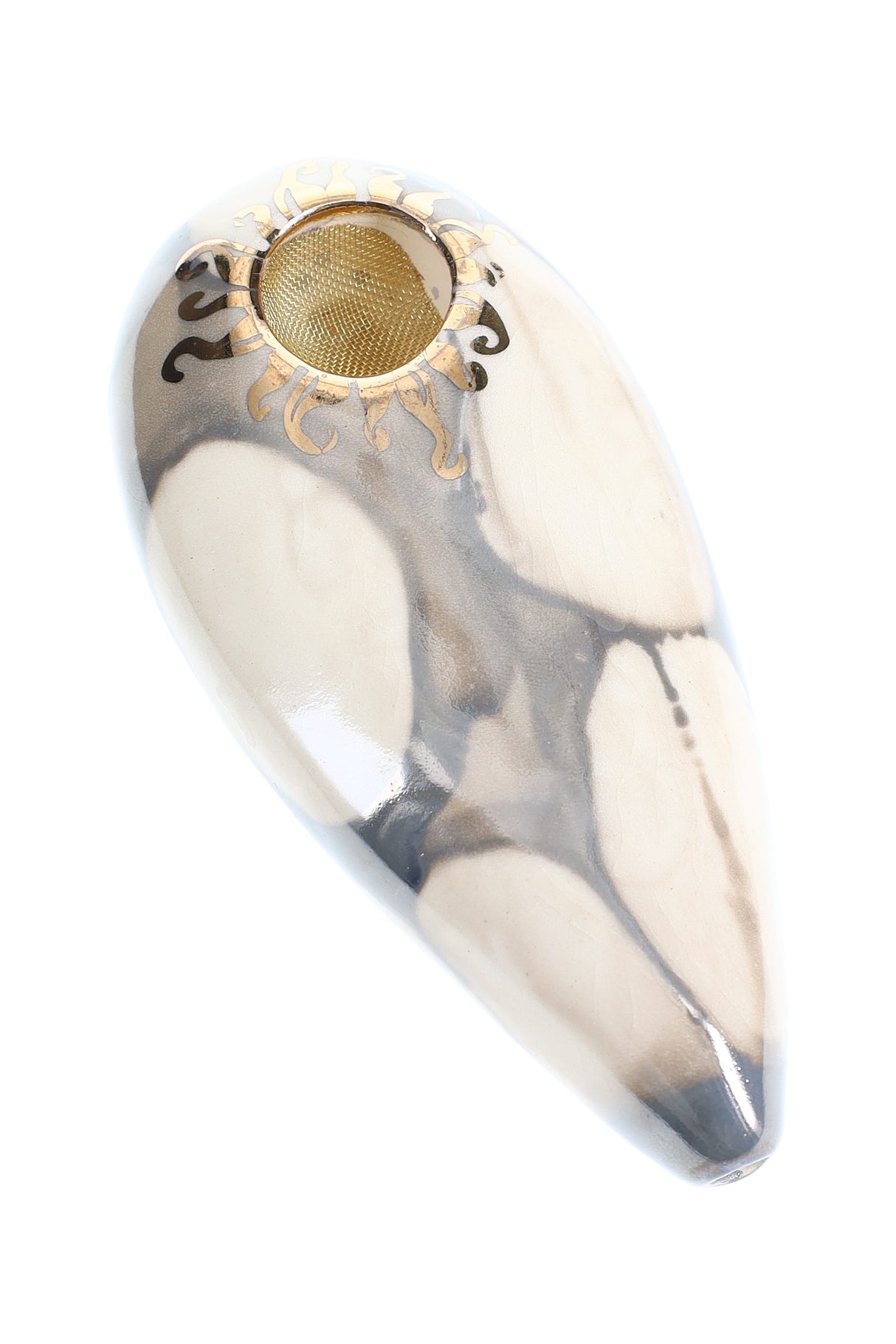 (US Made) 4" Oval Ceramic Hand Pipe – P3162
