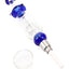 Blue-accent matrix perc dab straw with ceramic tip and separate glass dish; 8½-inch concentrate kit.