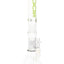 Clear ROOR Tech 18″ beaker bong with stemless 18.8 mm joint, dome and barrel percs, showerhead perc, ice pinch, and green decal; wide beaker base.