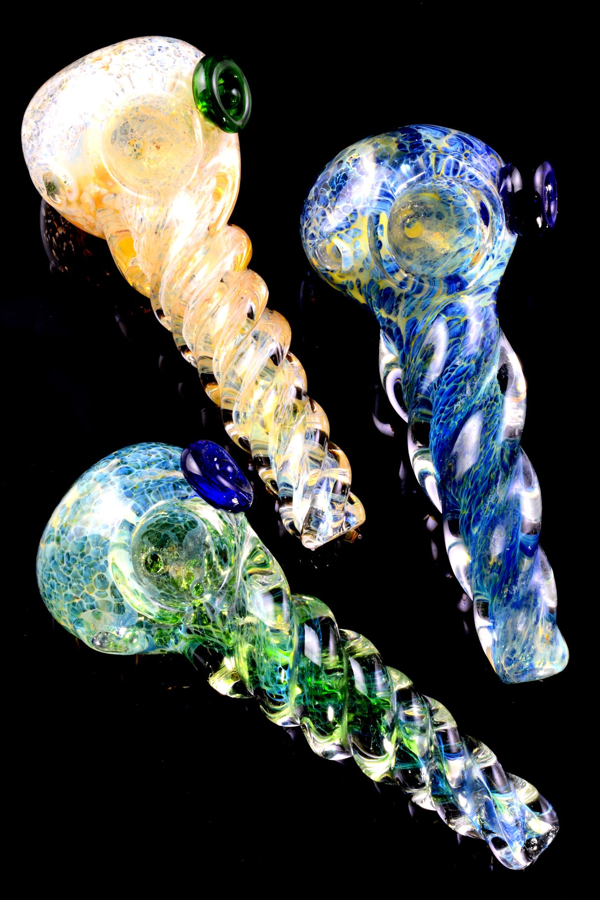 Colorful Frit Twisted Glass Pipe - P2186