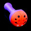 Purple silicone pipe with red ladybug cap design; clear bowl sits in the top opening.