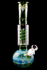 11" Medium Silver Fumed  Glass on Glass Water Pipe with Coil Perc - WP2351