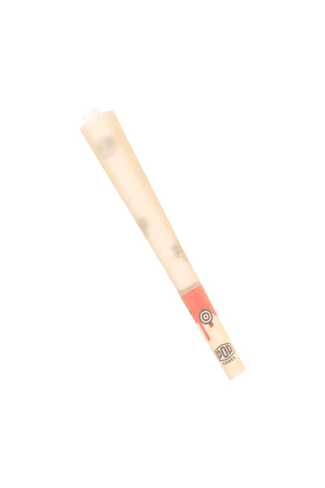 Single Pop Cones 1¼ pre-rolled cone showing flavor bead filter tip and unbleached paper, ready to fill.
