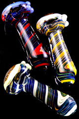 4.5" Gold Fumed Glass Multicolor Swirl Striped Glass Pipe - P3011