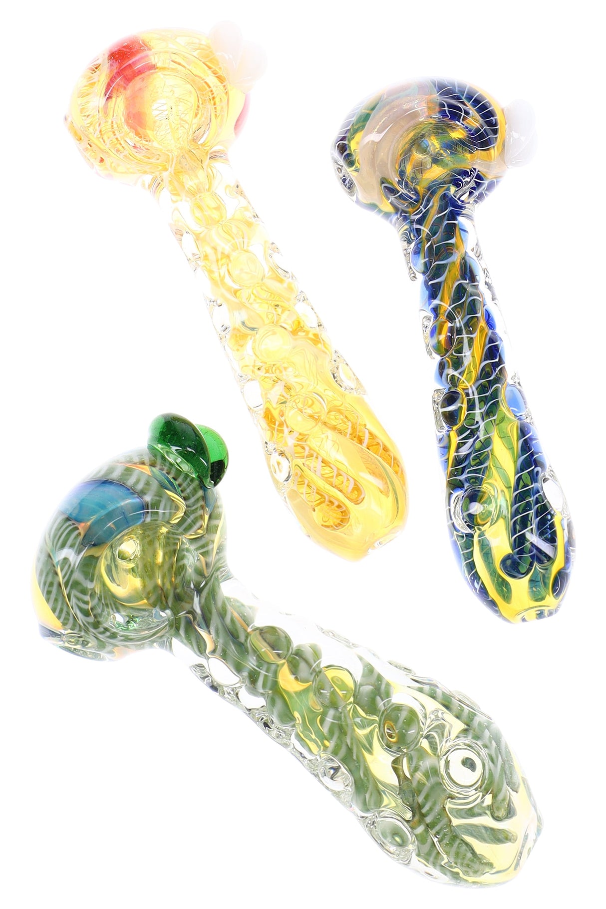 4" Multicolor Striped Color Changing Glass Pipe - P3071