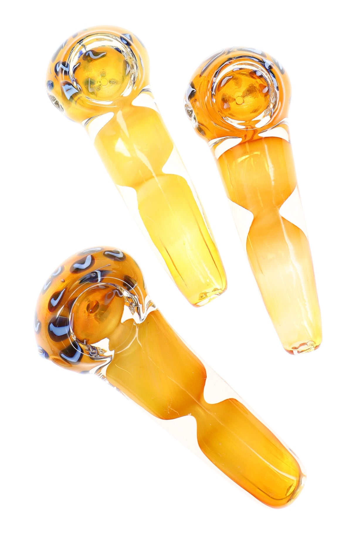 4" Chambered Gold Fumed Color Changing Dot Glass Pipe - P3073