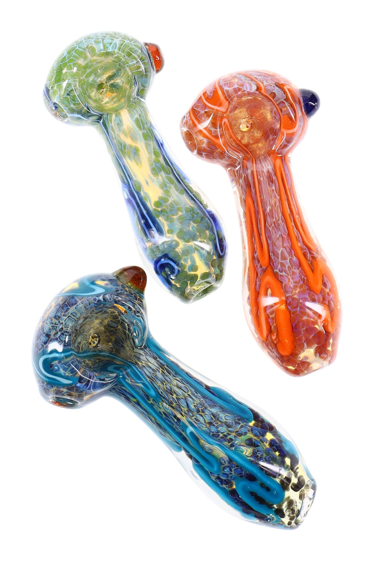 3" Small Striped Frit  Glass Pipe - P1938