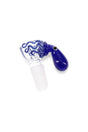Blue octopus glass bowl, 14.5 mm male joint, tentacle handle and eye accent for use with compatible glass bongs.