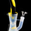 Black/Yellow 2-part silicone bong, 8½″, modular base and neck with honeycomb-to-dome percs; sturdy daily driver for dry herb.