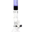 Purple-black ROOR Tech 18″ multicolor beaker bong featuring triple percs, stemless joint, ice pinch, and sturdy color-accented beaker foot.