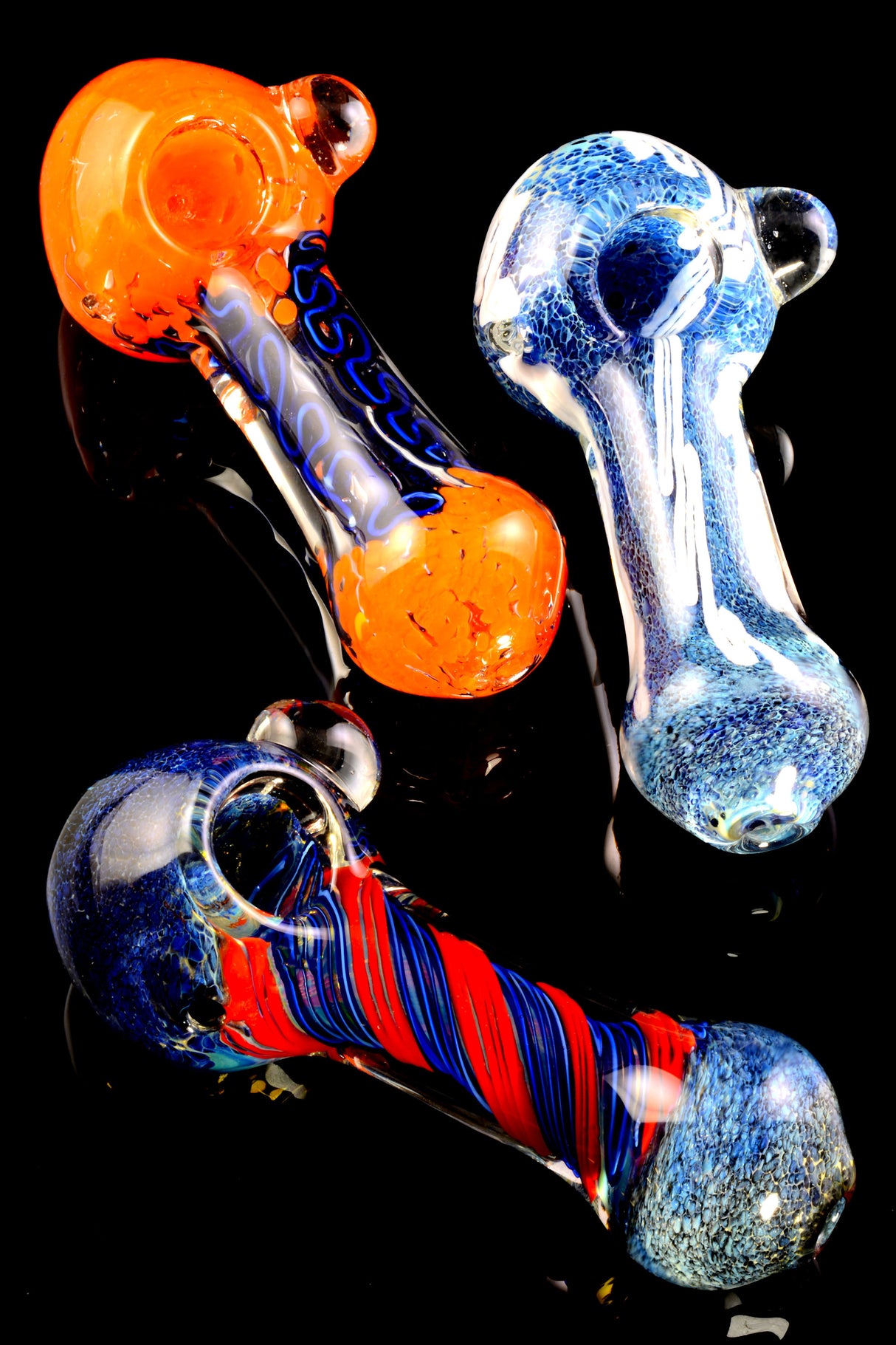 5" Thick Color Changing Frit Striped Glass Pipe - P2552