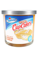 14-oz triple-wick Hostess Orange CupCakes scented candle, orange wax glass jar featuring snack-cake graphic beneath metal lid