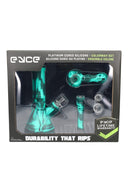 Eyce Colorway Set boxed in teal silicone with beaker, spoon, collector, and glass parts.