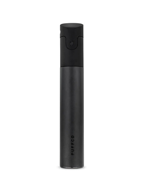 Rear view of Puffco Pivot showing matte finish cylinder and subtle Puffco logo near the base of the pen-style device.