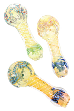 4″ color-changing spiral striped glass hand pipe with a colorful striped bowl; compact spoon around 65 g designed for smooth, pocket-ready draws.
