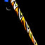 Single blue-cap striped mushroom dabber featuring orange, white, and black zig-zag stem, displayed against black backdrop.