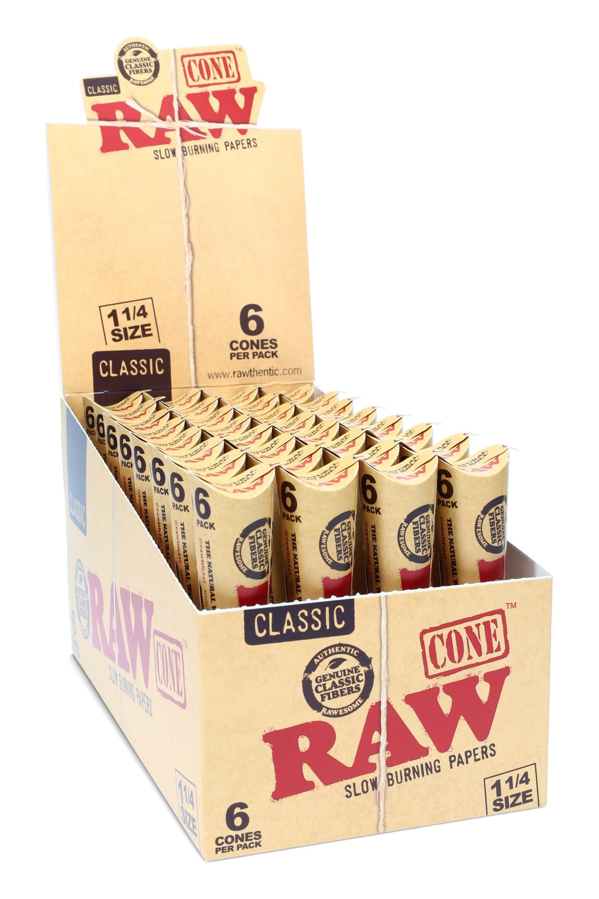 32ct Raw Rolling Paper Cones 1 1/4 Display - RP147