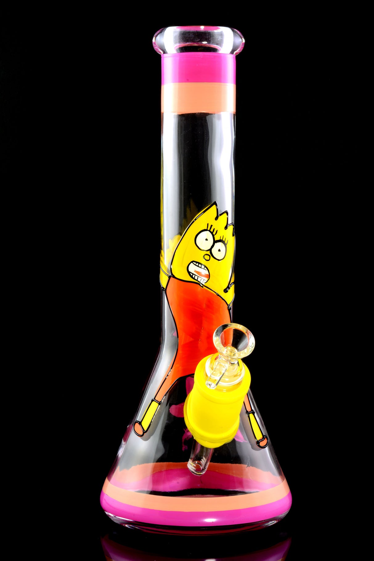 13" Large Thick Hand Painted Glass Beaker Water Pipe - WP2143