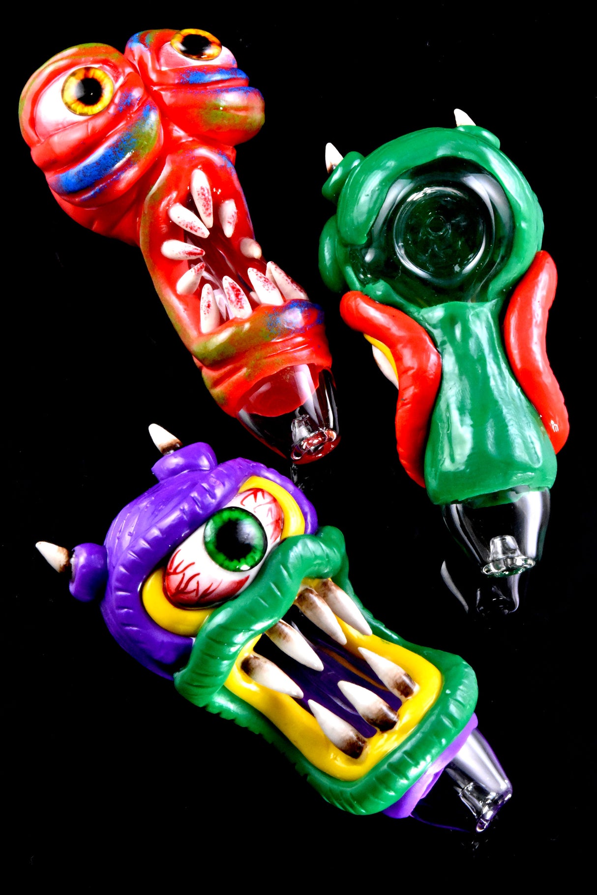 4.5" Colorful Monster Glass Spoon Pipe - P2715