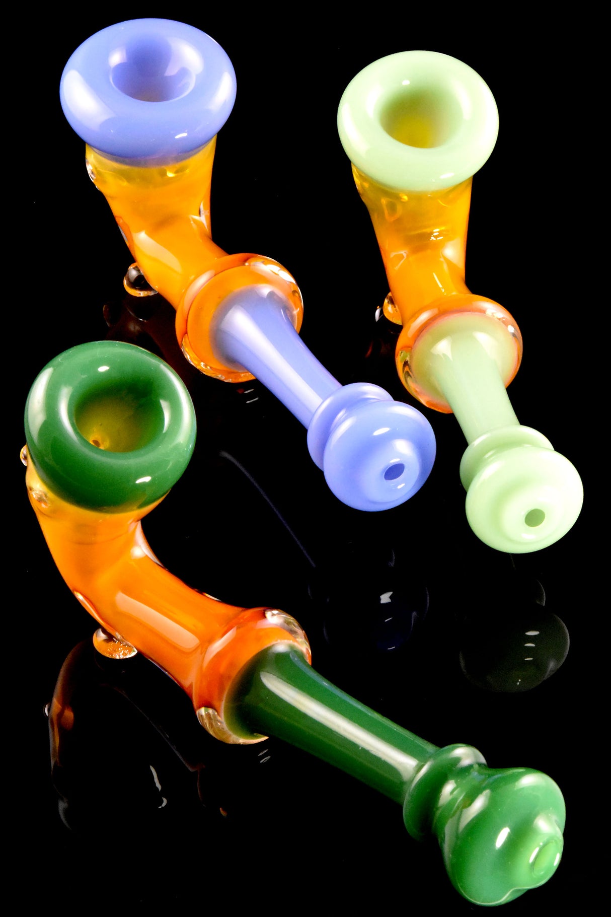 6" Gold Fumed Neon Glass Sherlock Pipe - P3029