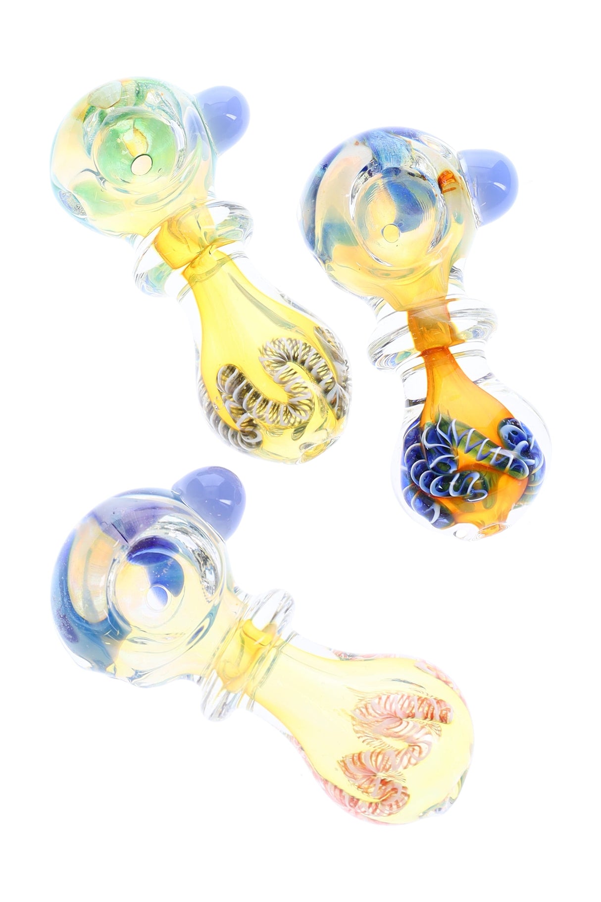 3" Color Changing Multicolor Striped Glass Pipe - P2128