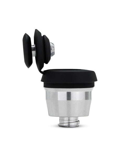Side profile of Puffco Peak 3D Chamber with hinged Onyx joystick cap and threaded base, designed for the New Peak e-rig.