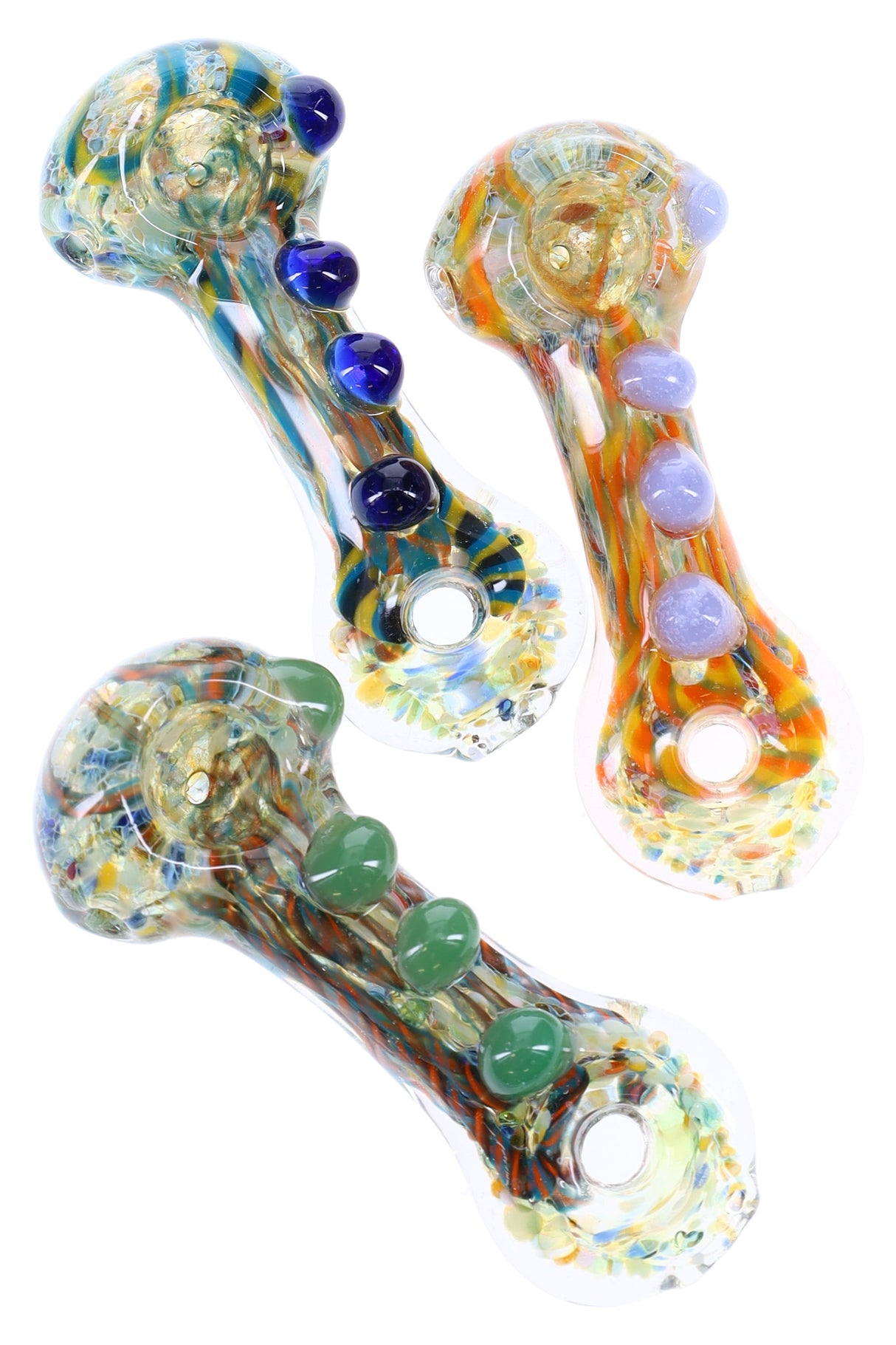 3.5" Color Changing Donut Hole Confetti Frit Glass Pipe - P3140