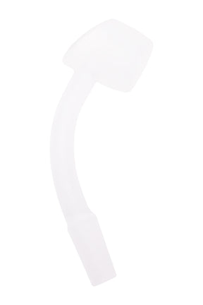 Slim 10 mm male 45-degree domeless frosted quartz banger with 4 mm thick bucket, curved neck, studio white background side view.