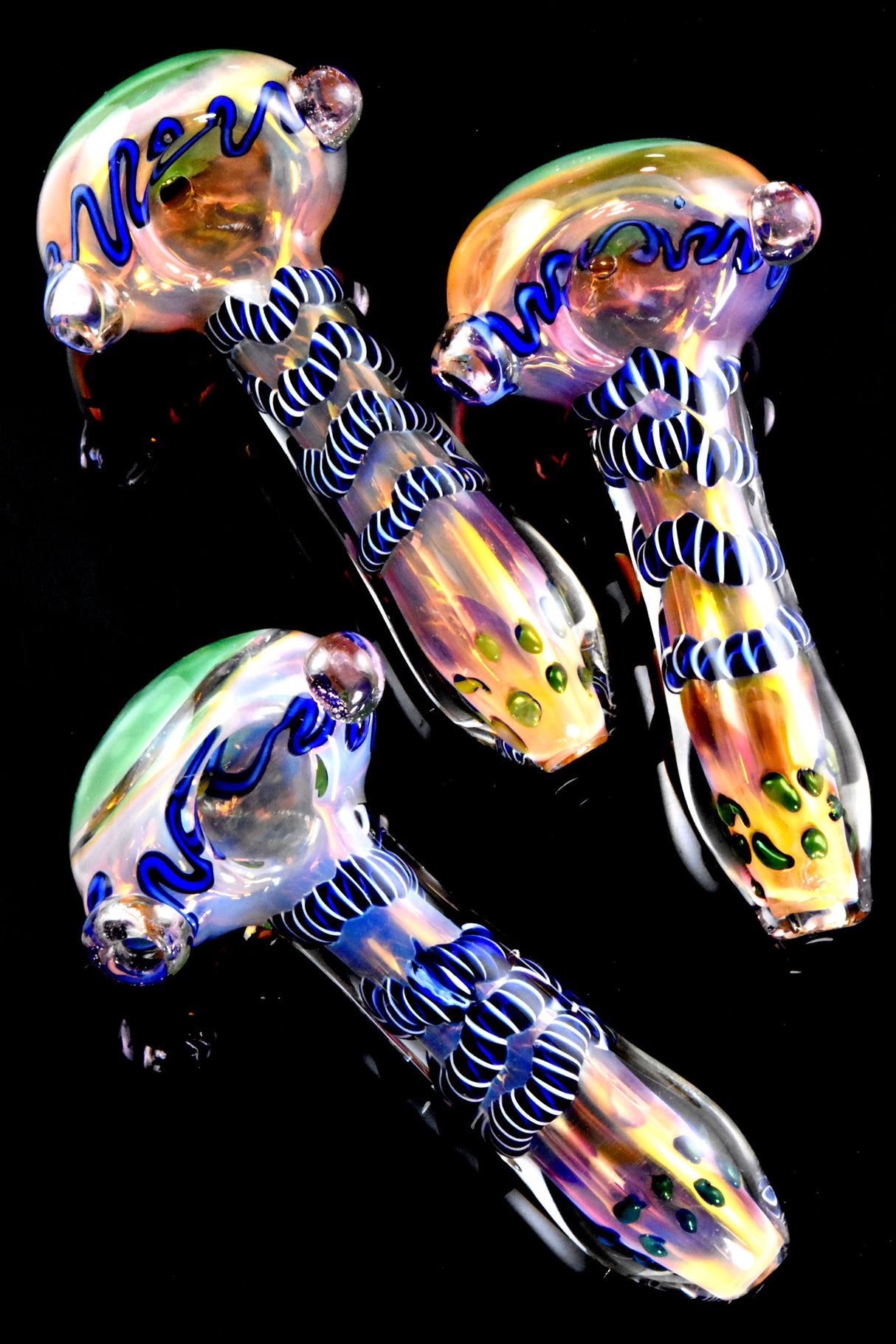 4.5" Gold Fumed Swirl Striped Glass Pipe - P2667