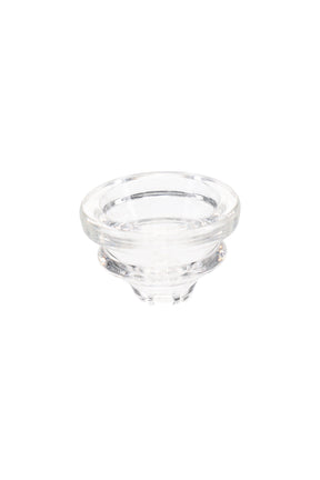 Clear small borosilicate Eyce replacement bowl insert, top-down view showing low-rise cup profile for Shorty