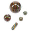 Dark multicolor striped quartz marble and terp pearl set, five pieces shown separately to highlight glossy finish and vivid banding on clear background.