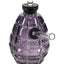 Black grenade-shaped glass bong with clear bowl, short angled mouthpiece, and textured shell design