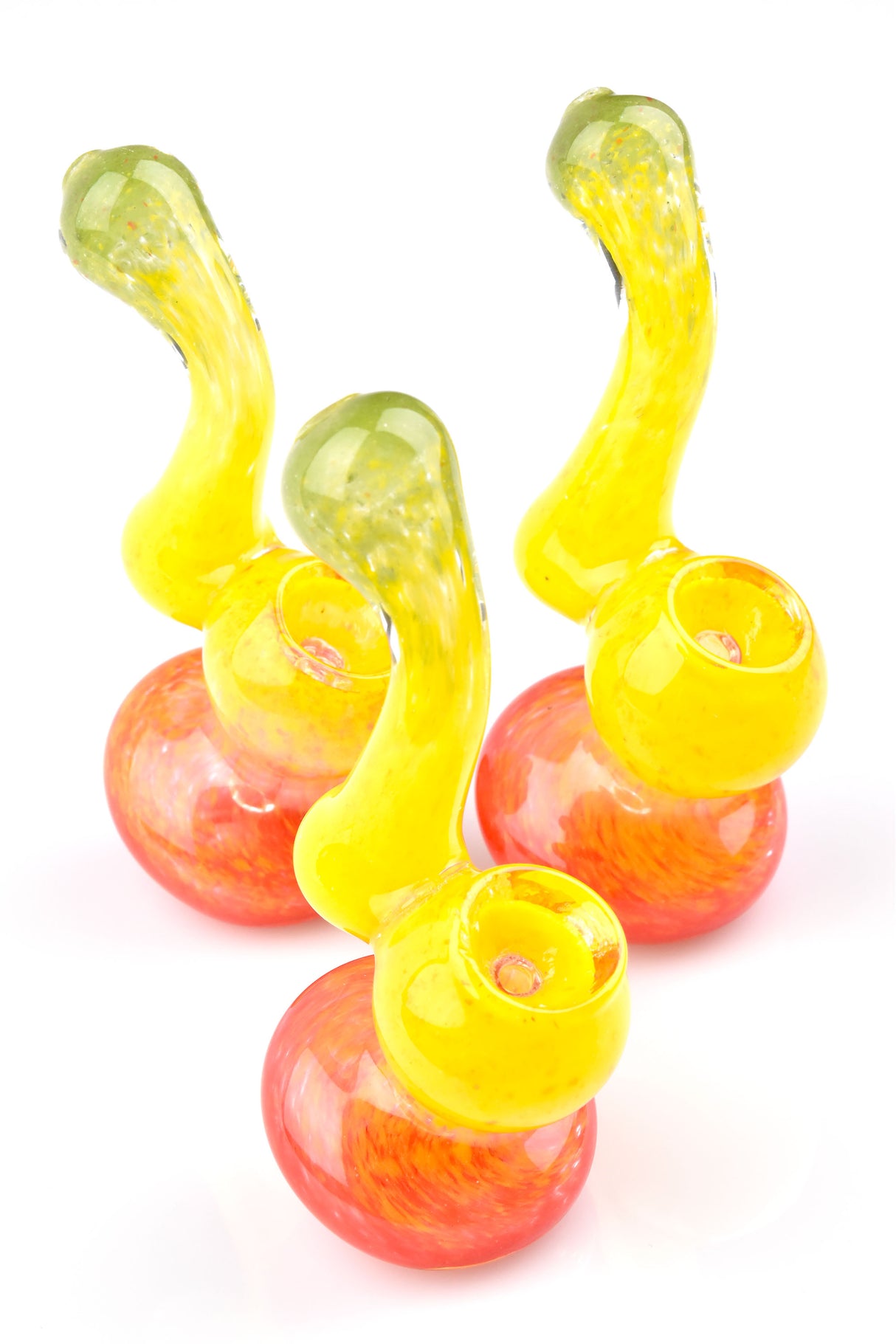 4" Mini Rasta Frit Glass Sherlock Bubbler - B1452