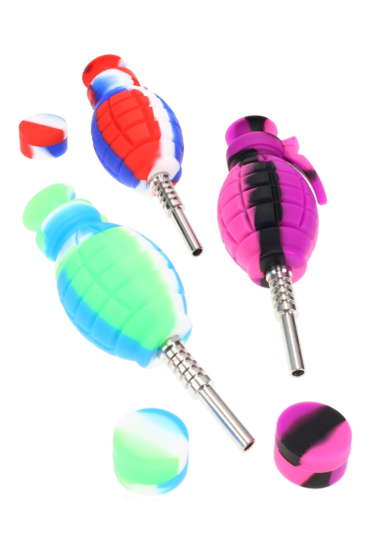 6.5" Grenade Silicone Dab Straw Kit - B1039