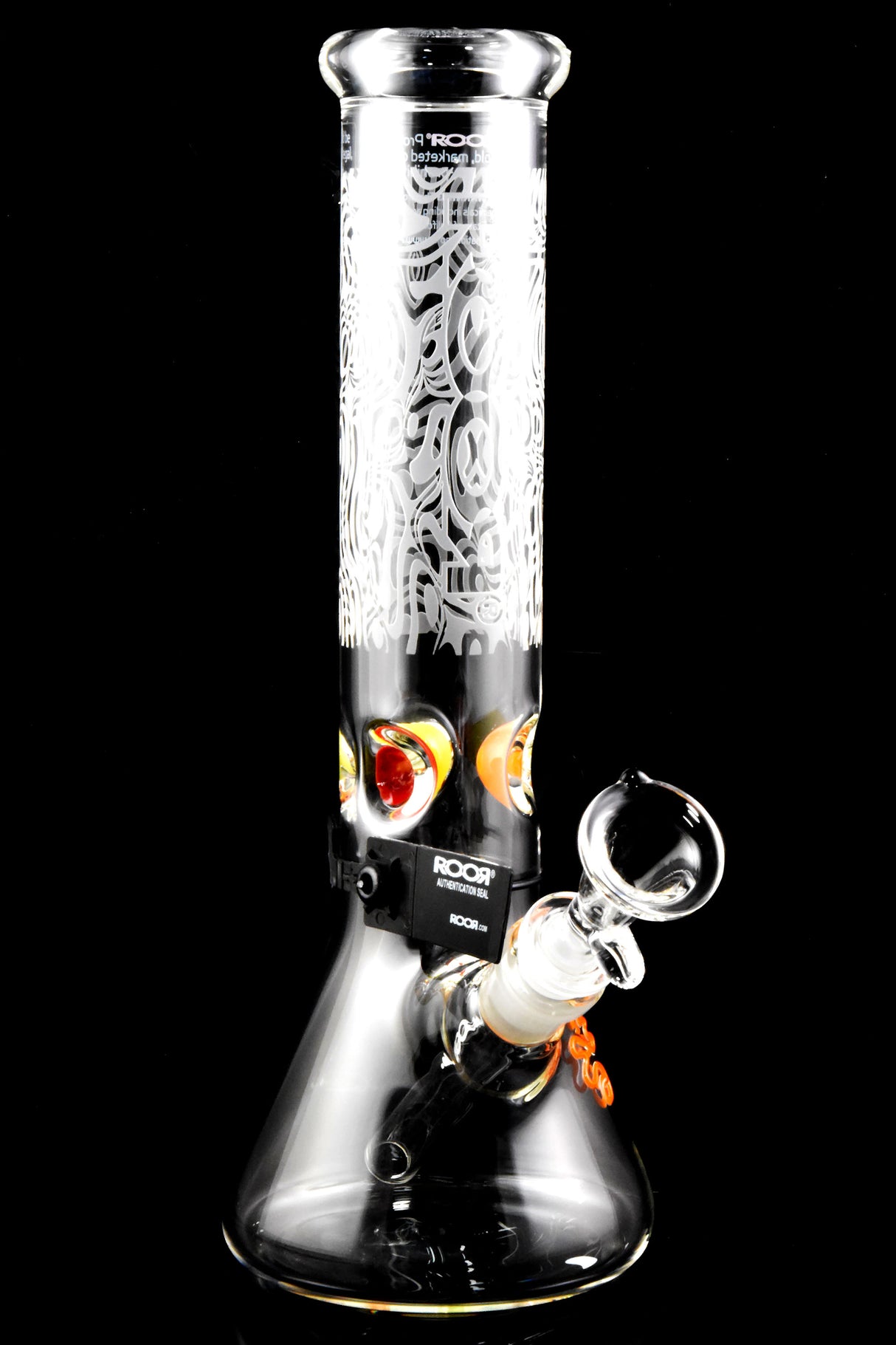 RooR 12" Frosted GoG Beaker Water Pipe with Multicolor Ice Pinch - WP2927