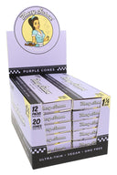 Blazy Susan 1¼ purple pre-rolled cones 12-count display, ultra-thin vegan GMO-free rolling paper packs.