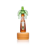 Straight-on shot of Hemper Palm Tree glass bong showing tall amber trunk, green leaf mouthpiece and centered 14.5 mm joint.