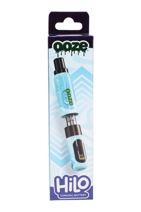 Light-blue Ooze HiLo 400 mAh 510 battery in retail box with illustrated LED screen.