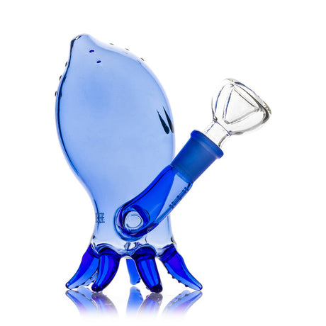 Side profile of Hemper Kraken mini glass bong showing tentacle joint, inline perc chamber and clear herb bowl.