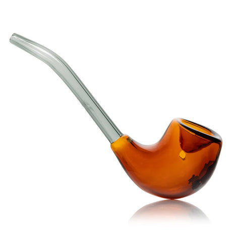 Side view of Das Boot Sherlock hand pipe with amber bowl, black mouthpiece, and round carb