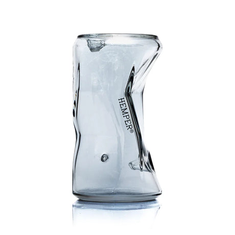 HEMPER crushed can glass hand pipe with reflective aluminum-look finish and dented body