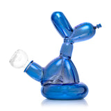 Profile shot of 5.5-inch blue Balloon Dog bong showing ear mouthpiece, recessed tail bowl joint and rounded base on clean white backdrop.