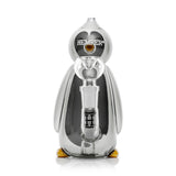 Rear view of 6.2″ Hemper Penguin glass bong showing attached clear 14.5 mm bowl, internal perc and smoke-tinted body resting on orange feet.
