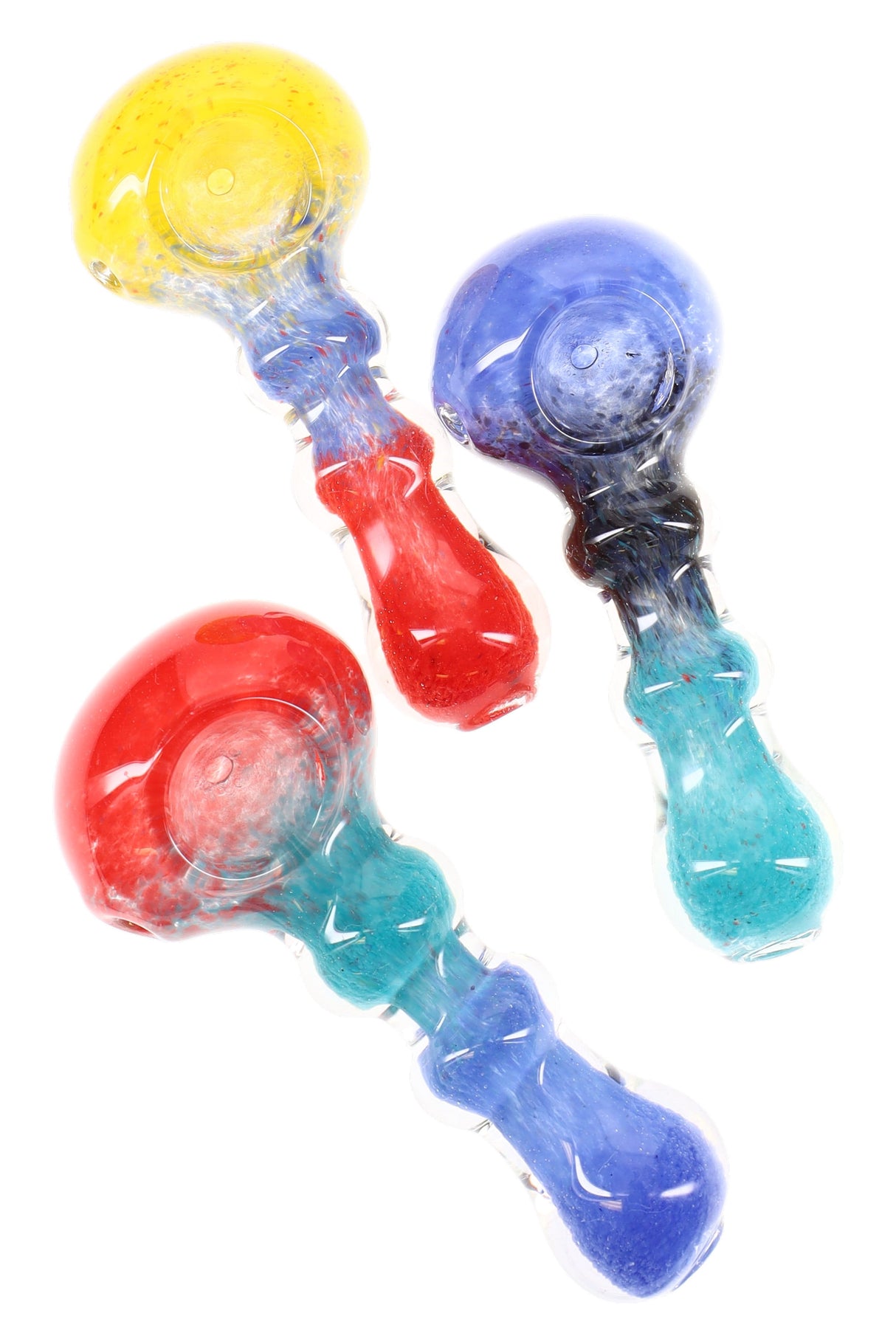 4" Multicolor Frit Glass Ring Pipe - P3058