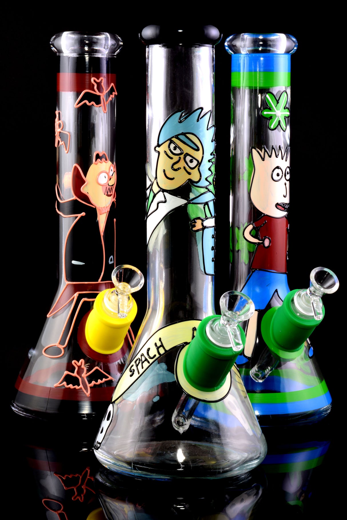 13" Large Thick Hand Painted Glass Beaker Water Pipe - WP2143