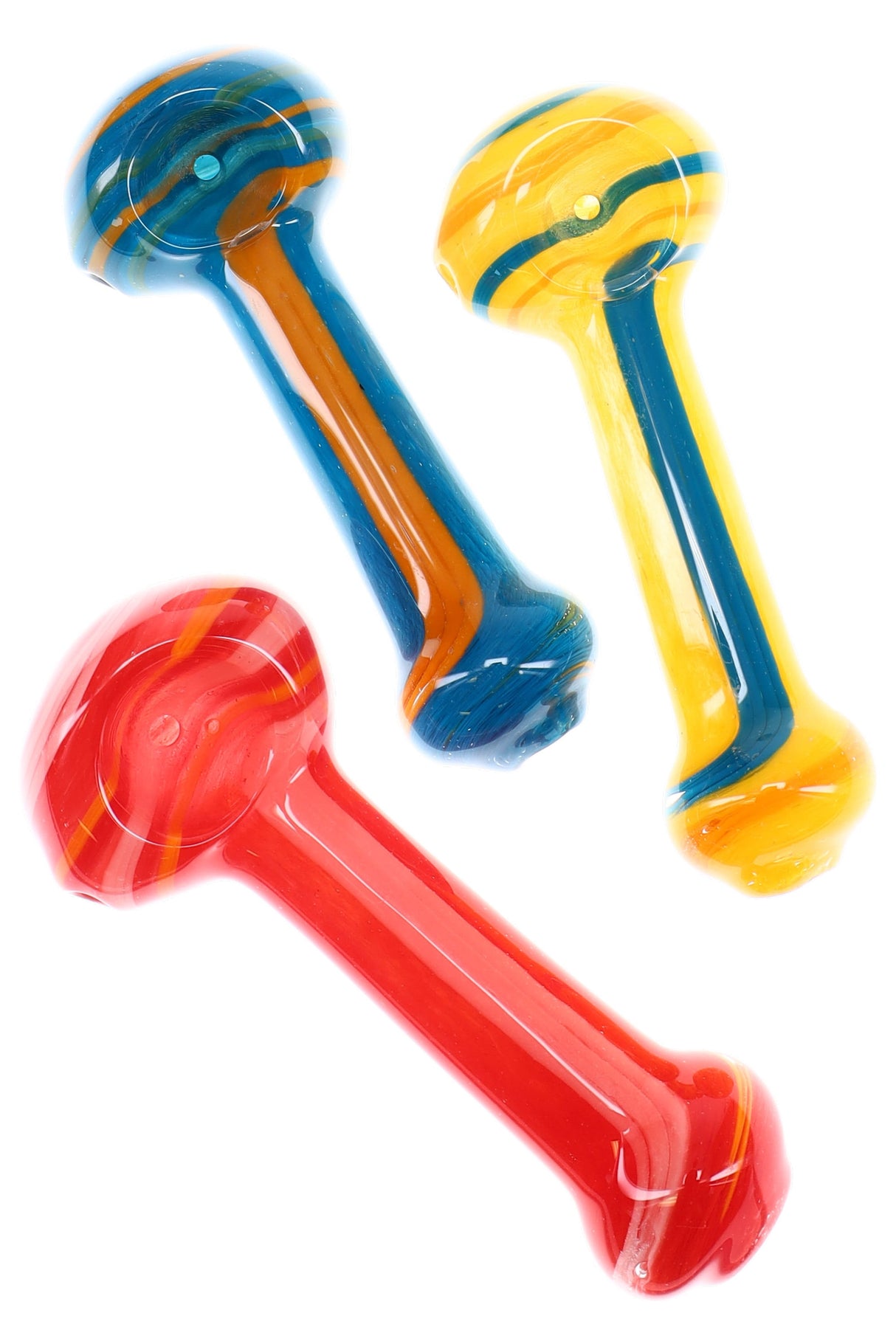 4" Multicolor Striped Frit Glass Pipe - P3074