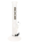 ROOR frosted 14″ straight shooter bong showing clear angled downstem, flared mouthpiece, and bold ROOR decal on the neck.