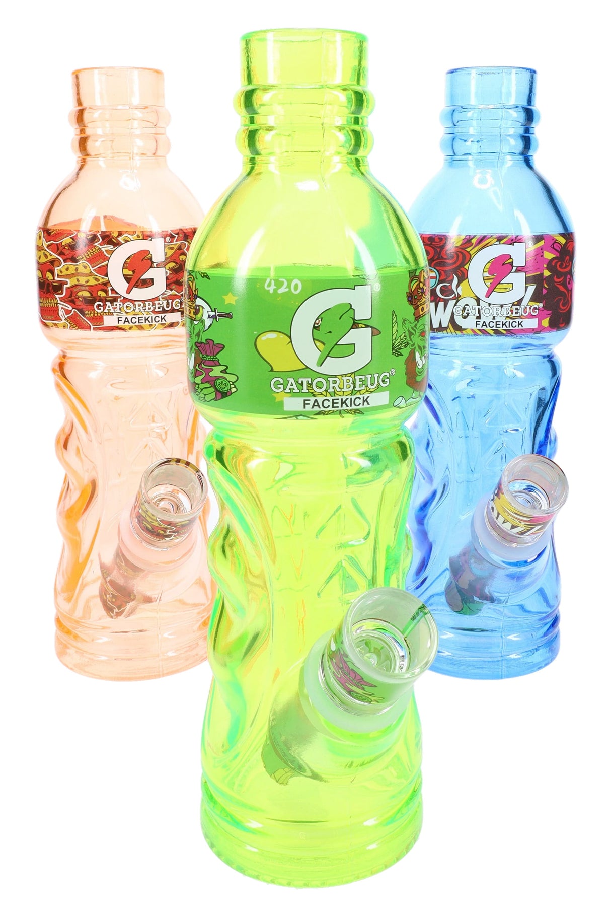 9.5" Colorful Glass Decal Bottle Water Pipe - WP3183