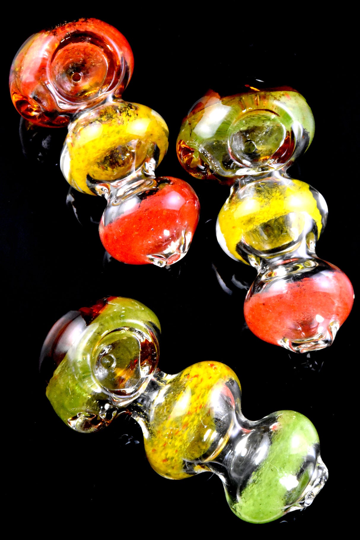 4" Clear Rasta Frit Glass Pipe - P2770