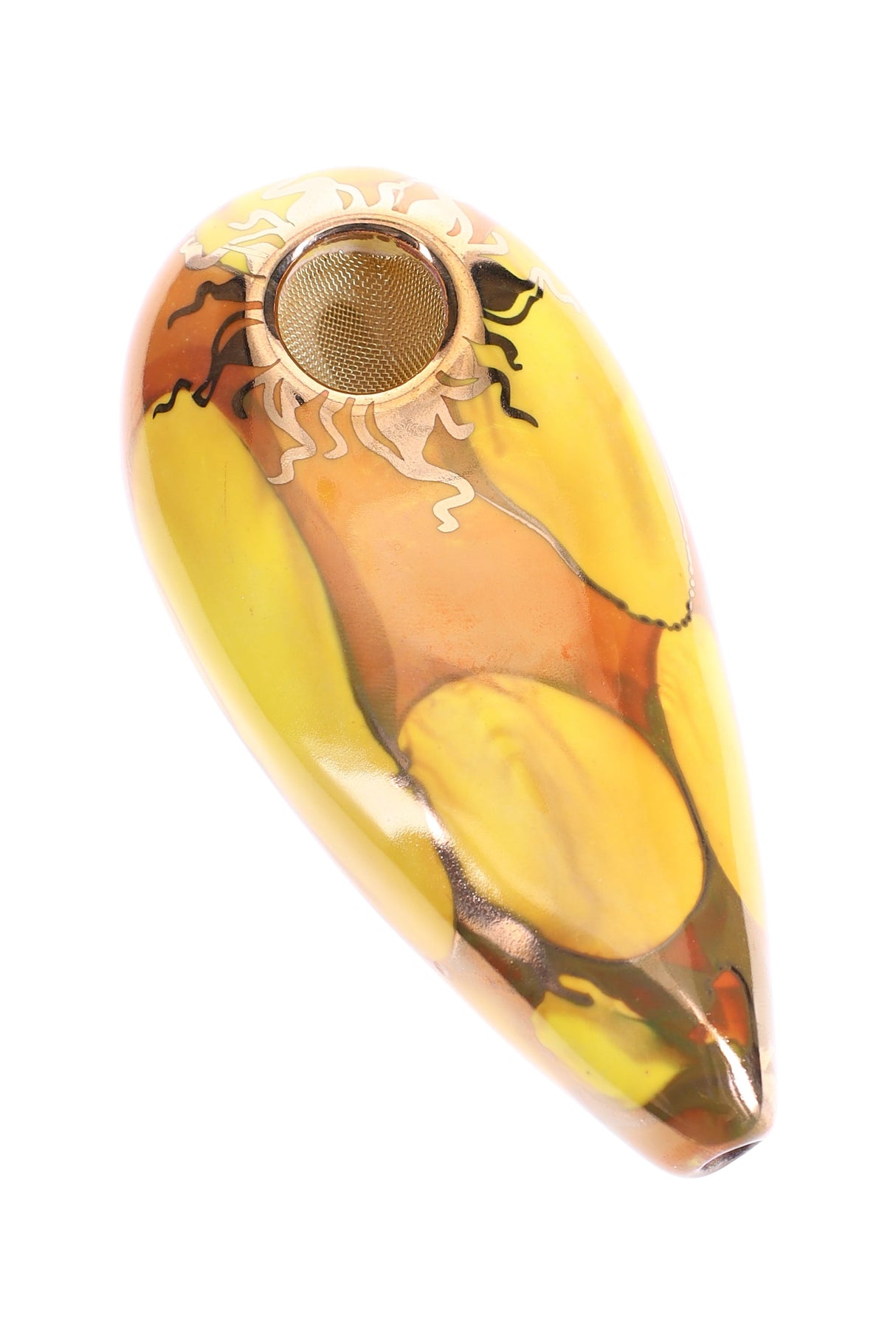 (US Made) 4" Oval Ceramic Hand Pipe – P3162